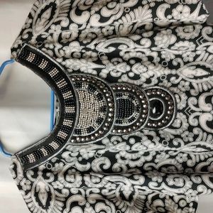 Black and white beaded dress